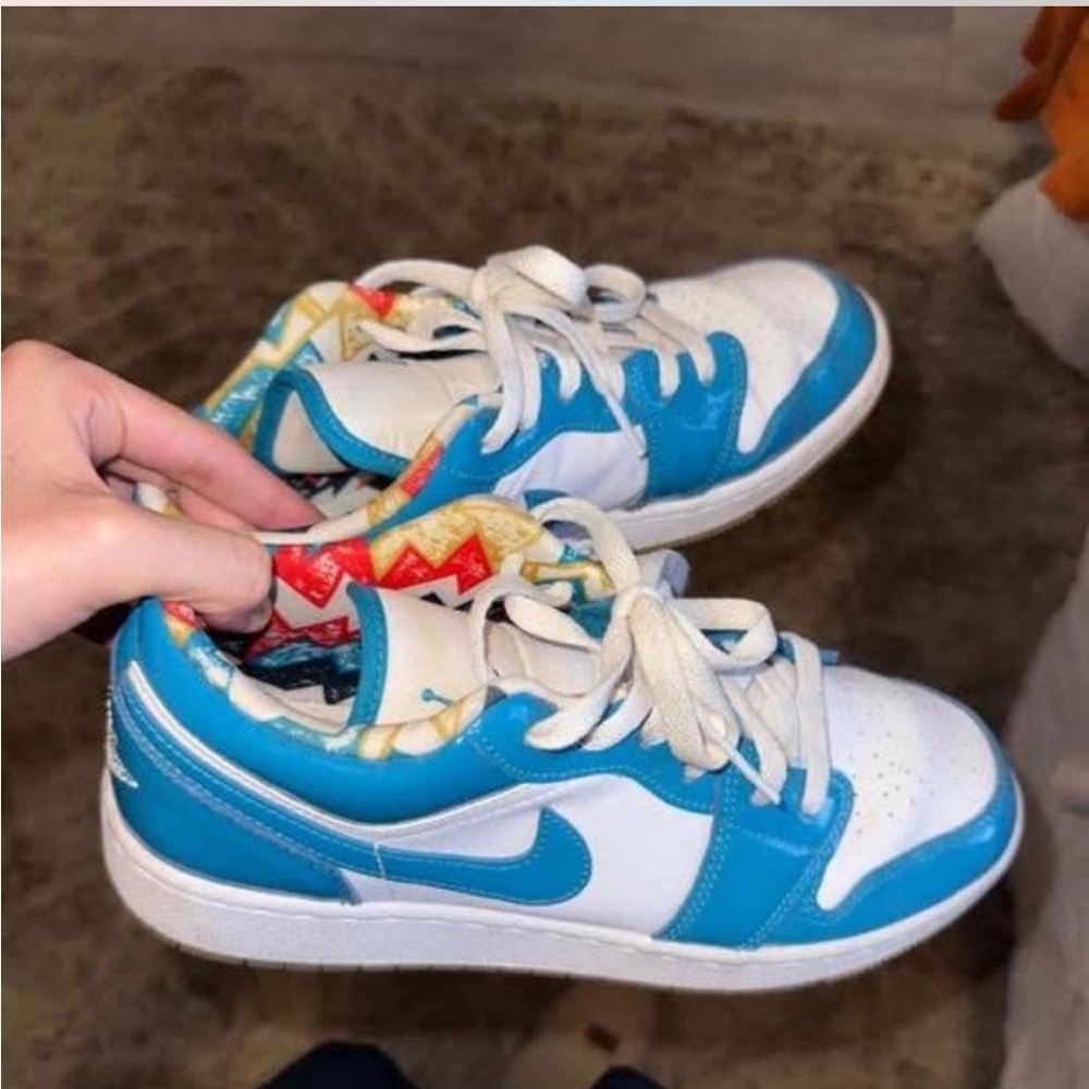 Jordan Blue and White Athletic Shoes
